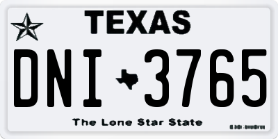 TX license plate DNI3765