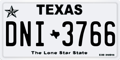 TX license plate DNI3766