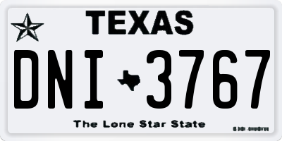 TX license plate DNI3767