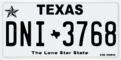 TX license plate DNI3768