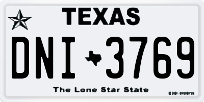 TX license plate DNI3769