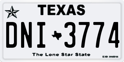 TX license plate DNI3774