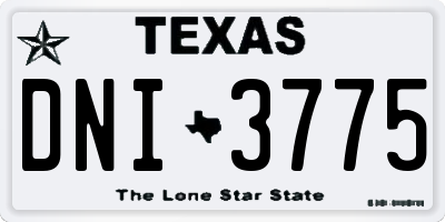 TX license plate DNI3775
