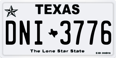 TX license plate DNI3776