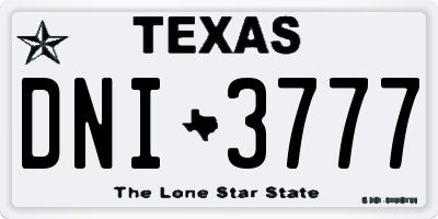 TX license plate DNI3777