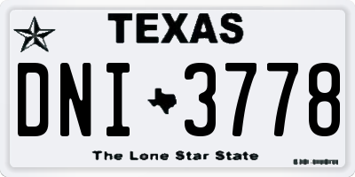 TX license plate DNI3778