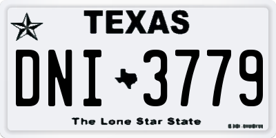 TX license plate DNI3779