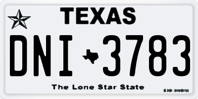 TX license plate DNI3783