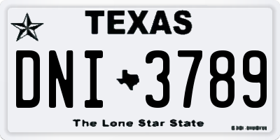 TX license plate DNI3789