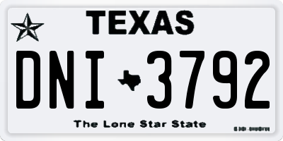 TX license plate DNI3792