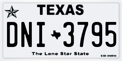 TX license plate DNI3795