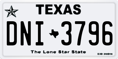 TX license plate DNI3796