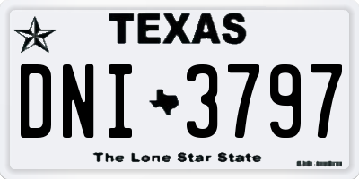 TX license plate DNI3797