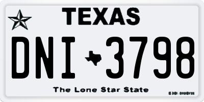 TX license plate DNI3798