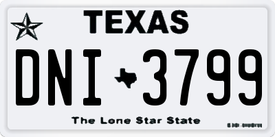 TX license plate DNI3799