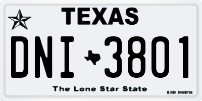 TX license plate DNI3801