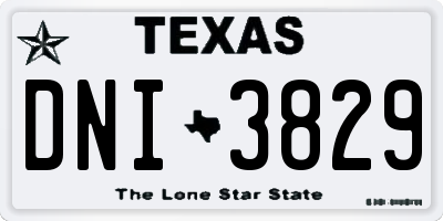 TX license plate DNI3829
