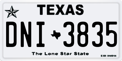 TX license plate DNI3835