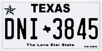 TX license plate DNI3845