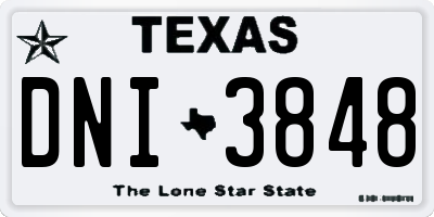 TX license plate DNI3848