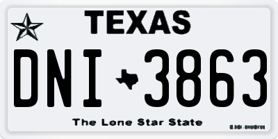 TX license plate DNI3863