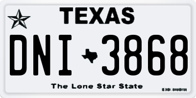 TX license plate DNI3868