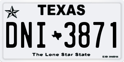 TX license plate DNI3871