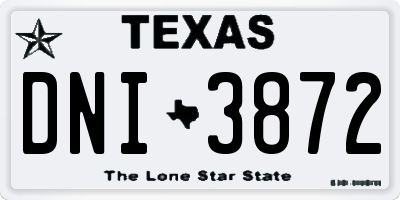 TX license plate DNI3872