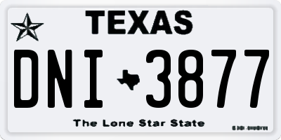 TX license plate DNI3877