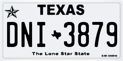 TX license plate DNI3879