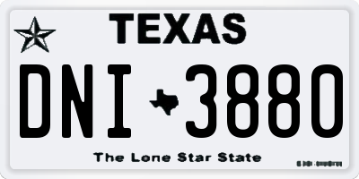 TX license plate DNI3880