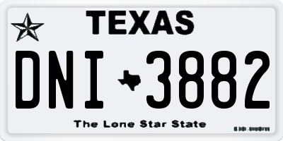 TX license plate DNI3882