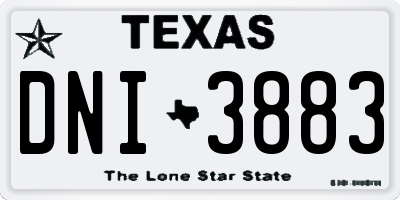 TX license plate DNI3883