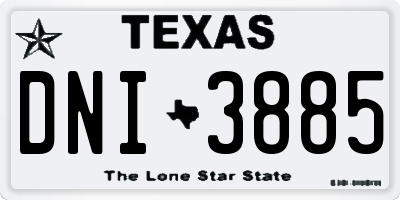 TX license plate DNI3885