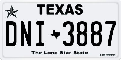 TX license plate DNI3887