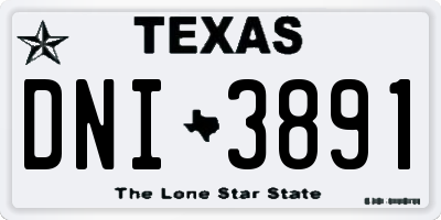 TX license plate DNI3891