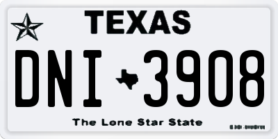 TX license plate DNI3908