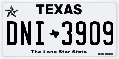 TX license plate DNI3909