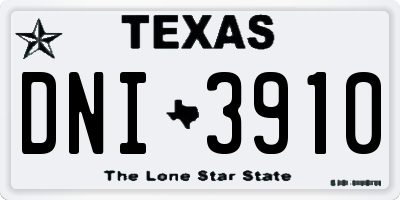 TX license plate DNI3910