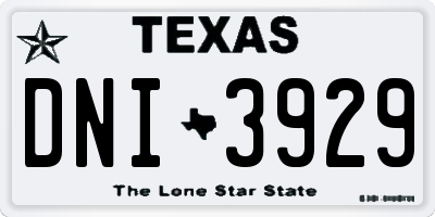 TX license plate DNI3929