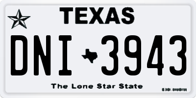 TX license plate DNI3943