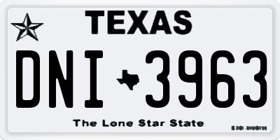 TX license plate DNI3963