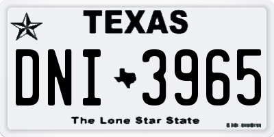 TX license plate DNI3965