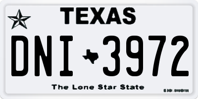 TX license plate DNI3972