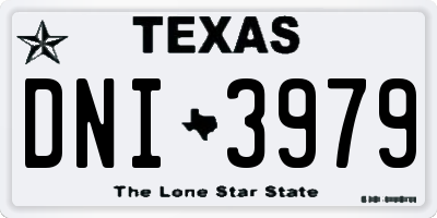 TX license plate DNI3979