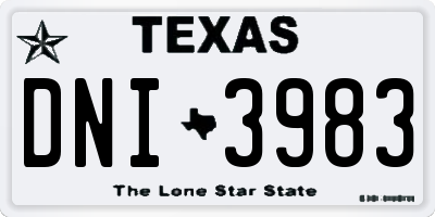TX license plate DNI3983