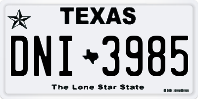 TX license plate DNI3985