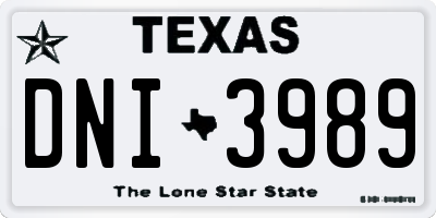 TX license plate DNI3989