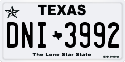 TX license plate DNI3992