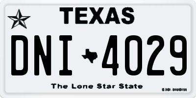 TX license plate DNI4029